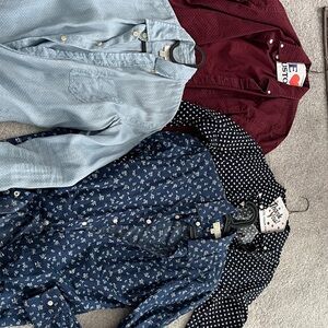 Club Monaco Light Blue Polka Dot Shirt